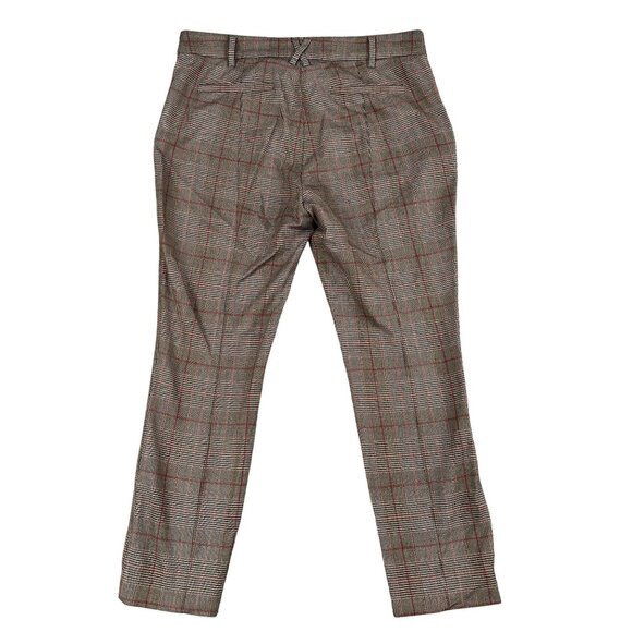 Anthropologie the Essential Slim Brown & Red Houndstooth Ankle Pants Sz 8 - Picture 2 of 5